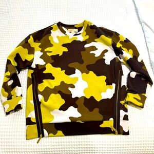 Michael Kors Sweater Women's S Yellow Camouflage Sweatshirt Pullover